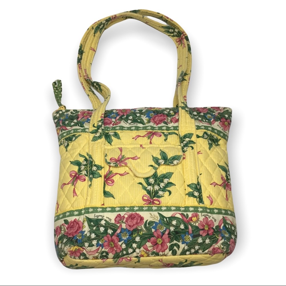 Vera Bradley Vintage "Hope 2002" Retired Pattern Tote Bag Cottage Floral Yellow